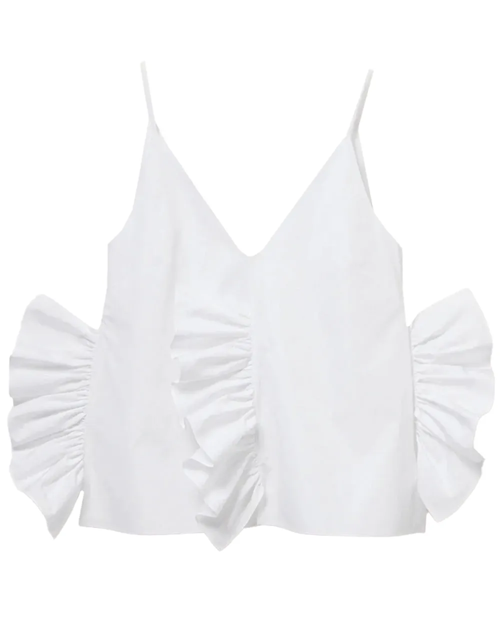 White Slip Frill Top