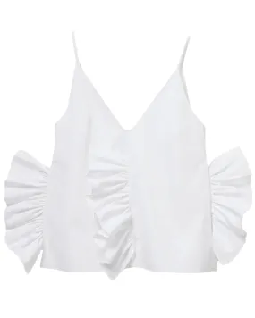 White Slip Frill Top